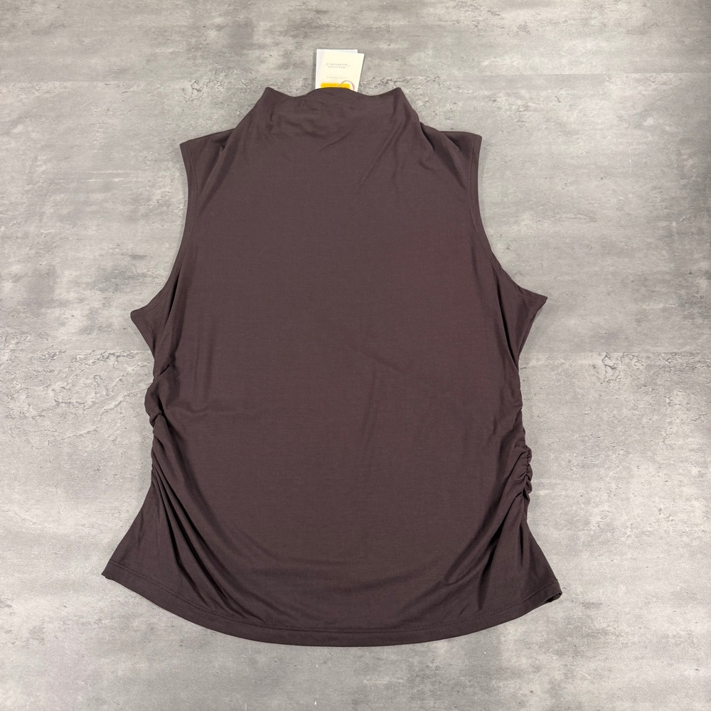 Alex Marie Tank Top Womens XL Wendy Tank Espresso Brown Ruched Mock Neck NEW $49